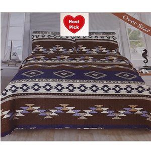 Southwestern Design Aztec print Quilted Bedspread 3 Piece Set